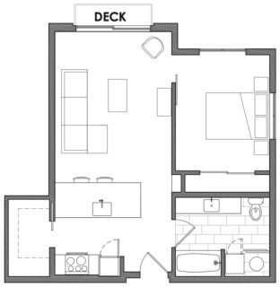 1 Bed / 1 Bath / 685 sq ft / Deposit: $500 / From $1725